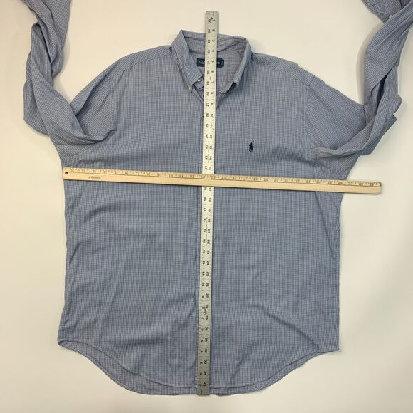 Vintage Ralph Lauren Yarmouth Shirt Mens 16.5 Blue Plaid Cotton Button Down 90s - Picture 7 of 10